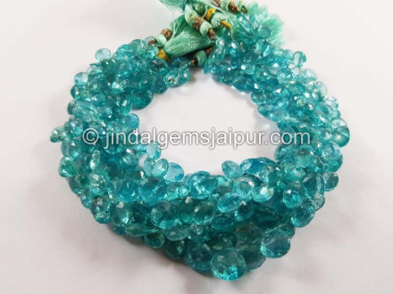 Paraiba Blue Apatite Far Faceted Heart Beads